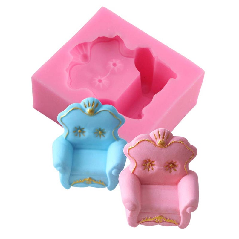 HiParty 3D Sofa Chair Silicone Mold European Style Furniture Cake Decorating Molds Fondant Cake Mould Chocolate Candy Gum Paste Soap Mould Kitchen Baking Moulds - Image 1